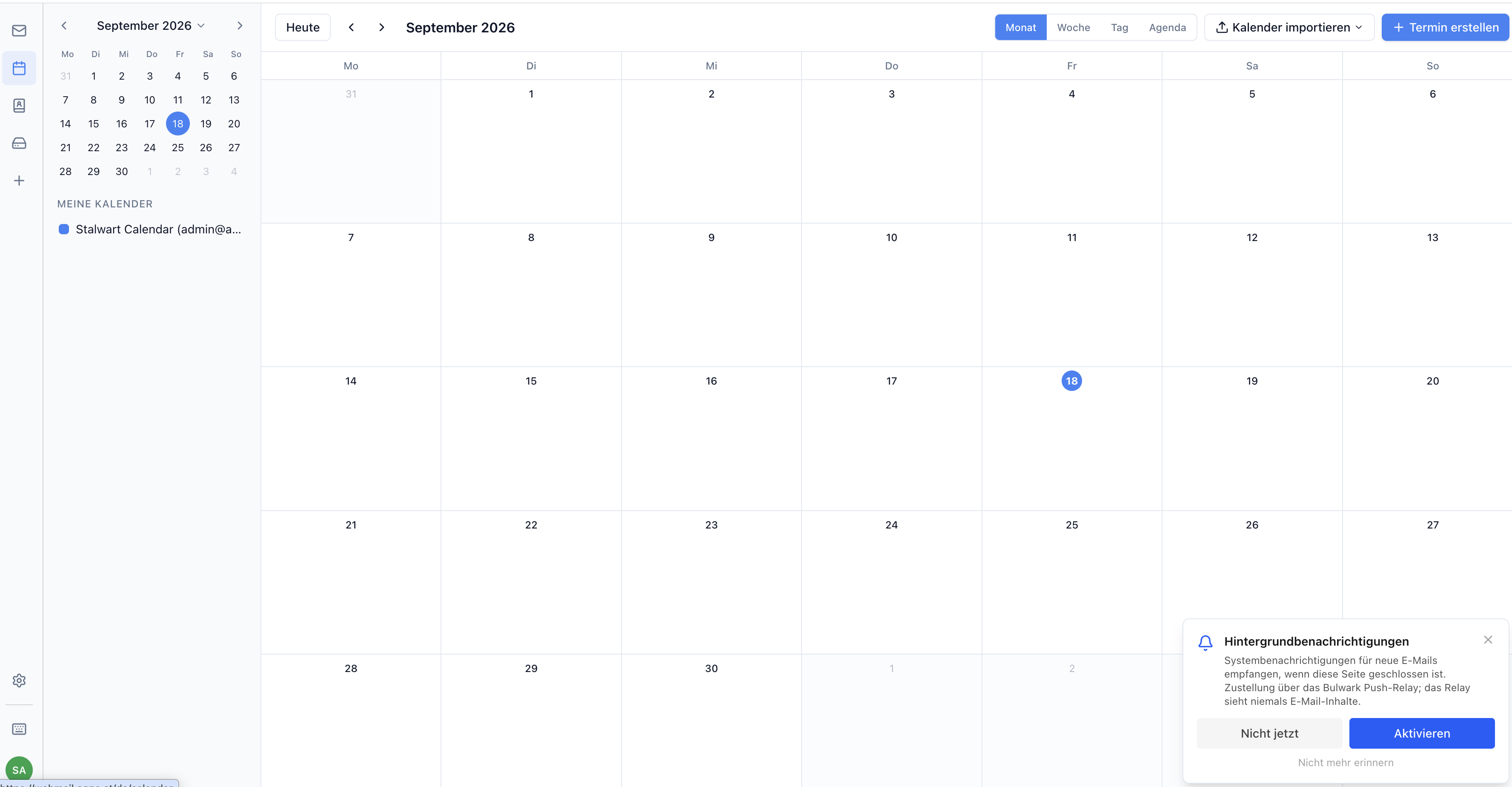 Webmail Kalender