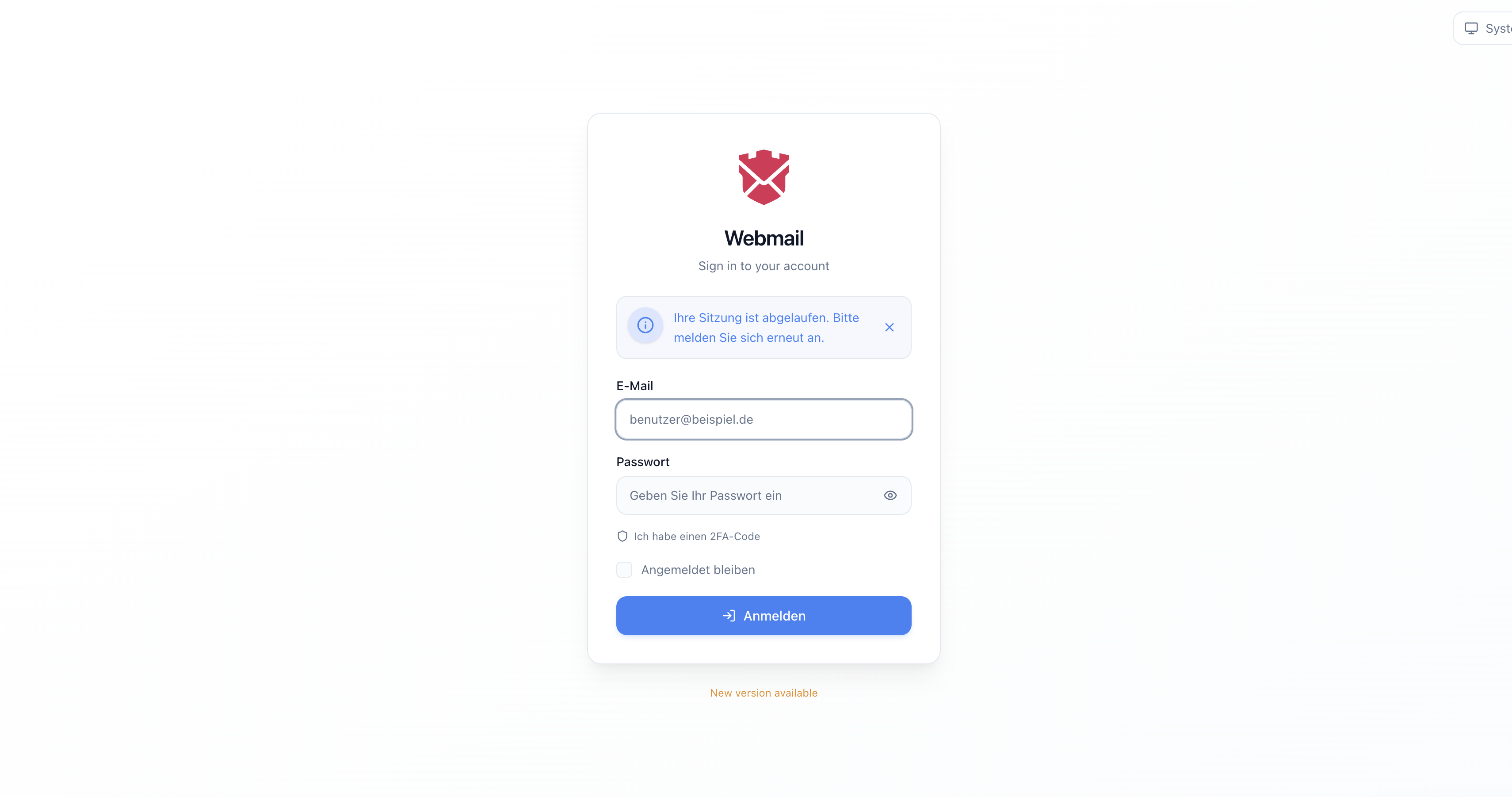 Webmail Login-Seite